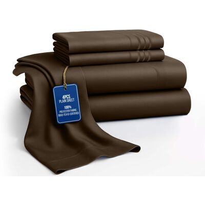 Lux Decor Collection - 4-Piece King Bed Sheet Set, Ultra Soft Microfiber, Deep Pocket, Wrinkle-Resistant, Hypoallergenic, All-Season Comfort - Chocolate Lux Decor Collection - 4-Piece King Bed Sheet Set, Ultra Soft Microfiber, Deep Pocket, Wrinkle-Resistant, Hypoallergenic, All-Season Comfort - Chocolate