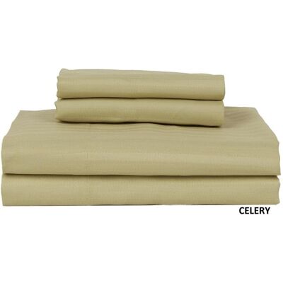 Castle Hill London - 600 Thread Count Sateen Stripe Sheet Set - Queen - Celery Castle Hill London - 600 Thread Count Sateen Stripe Sheet Set - Queen - Celery