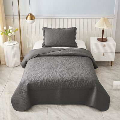 MarCielo - 2/3 Piece 100% Cotton Oversized Bedspread Lightweight Quilt Set - Heather Grey MarCielo - 2/3 Piece 100% Cotton Oversized Bedspread Lightweight Quilt Set - Heather Grey