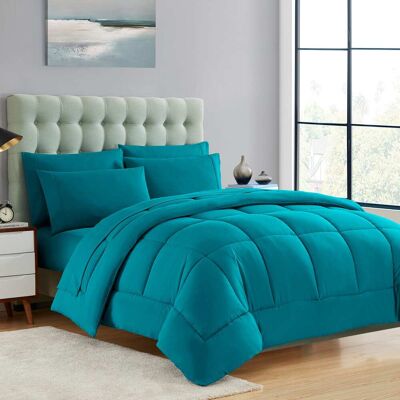 Sweet Home Collection - All Season Reversible Bed-in-A-Bag Solid Color Comforter & Sheet Set, Queen - Teal Sweet Home Collection - All Season Reversible Bed-in-A-Bag Solid Color Comforter & Sheet Set, Queen - Teal