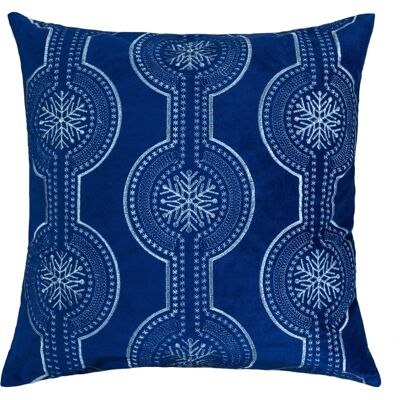 LuXeo - Embroidery Velvet Throw Pillow - Blue LuXeo - Embroidery Velvet Throw Pillow - Blue