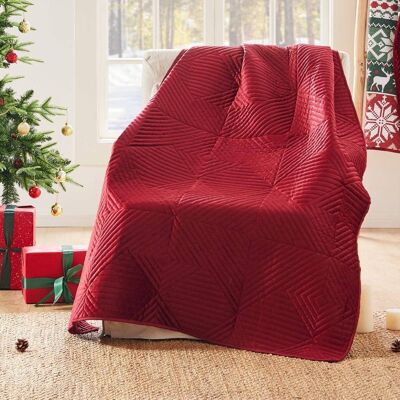 Greenland Home Fashions - Greenland Home Fashion Riviera Velvet Ultra Soft High-Quality Throw Blanket Standard - Red Greenland Home Fashions - Greenland Home Fashion Riviera Velvet Ultra Soft High-Quality Throw Blanket Standard - Red