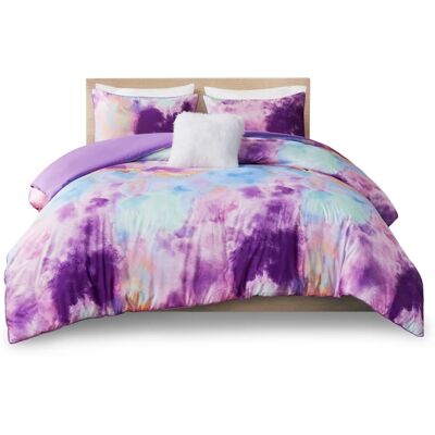 Gracie Mills - Orion Dreamscape Watercolor Tie Dye Comforter Set with Cozy Throw Pillow - Lavender Gracie Mills - Orion Dreamscape Watercolor Tie Dye Comforter Set with Cozy Throw Pillow - Lavender
