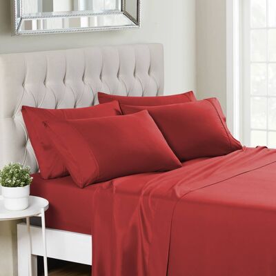Sweet Home Collection - Deluxe Microfiber Sheet Set with Bonus Pillowcases, Ultra Soft 1500 Series, Queen - Red Sweet Home Collection - Deluxe Microfiber Sheet Set with Bonus Pillowcases, Ultra Soft 1500 Series, Queen - Red