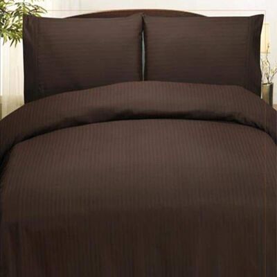 Plazatex - Embossed Dobby Stripe 90GSM Microfiber Sheet Set - Twin 39x75" - Chocolate Plazatex - Embossed Dobby Stripe 90GSM Microfiber Sheet Set - Twin 39x75" - Chocolate