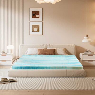 Anysun - 4" King Memory Foam Mattress Topper - Cooling Gel, Pressure Relief & Breathable Comfort - Blue Anysun - 4" King Memory Foam Mattress Topper - Cooling Gel, Pressure Relief & Breathable Comfort - Blue