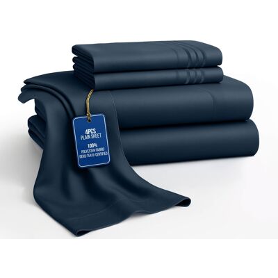 Lux Decor Collection - 4-Piece King Bed Sheet Set, Ultra Soft Microfiber, Deep Pocket, Wrinkle-Resistant, Hypoallergenic, All-Season Comfort - Navy Blue Lux Decor Collection - 4-Piece King Bed Sheet Set, Ultra Soft Microfiber, Deep Pocket, Wrinkle-Resistant, Hypoallergenic, All-Season Comfort - Navy Blue