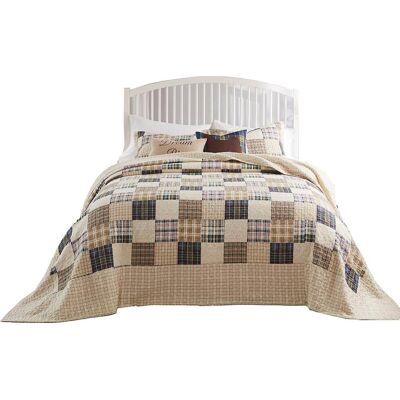 Greenland Home Fashions - Oxford Plaid 100% Cotton Jumbo-Sized for Floor-Length Coverage Bedspread Set King/Cal King - Taupe Greenland Home Fashions - Oxford Plaid 100% Cotton Jumbo-Sized for Floor-Length Coverage Bedspread Set King/Cal King - Taupe