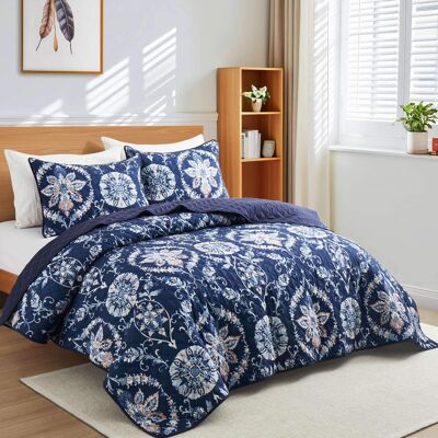Peace Nest Soft Printed Coverlet Set Floral Geometric Bedspread Modern Reversible Quilt and Shams Set - Fallen Leaves Peace Nest Soft Printed Coverlet Set Floral Geometric Bedspread Modern Reversible Quilt and Shams Set - Fallen Leaves