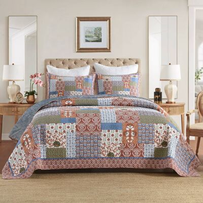 MarCielo - 3-Pieces Floral Patchwork Pattern Quilt Bedspread Set - Open Miscellaneous MarCielo - 3-Pieces Floral Patchwork Pattern Quilt Bedspread Set - Open Miscellaneous
