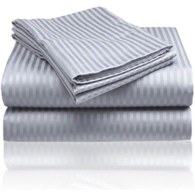 Plazatex - Embossed 1800 Series Wrinkle Resistant Ultra Soft Stripe Premium All Season Bed Sheet Set, Full - Gray Plazatex - Embossed 1800 Series Wrinkle Resistant Ultra Soft Stripe Premium All Season Bed Sheet Set, Full - Gray