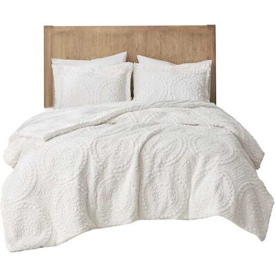 Gracie Mills - Blum Faux Fur Medallion Duvet Cover Set - Ivory Gracie Mills - Blum Faux Fur Medallion Duvet Cover Set - Ivory