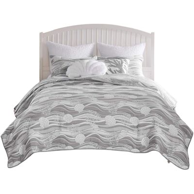 Greenland Home Fashions - Dover Luxurious Modern Design Coverlet Bedding Set 3 Piece Full/Queen - Harbor Gray Greenland Home Fashions - Dover Luxurious Modern Design Coverlet Bedding Set 3 Piece Full/Queen - Harbor Gray