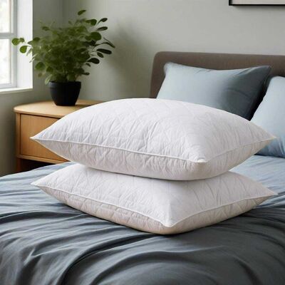Peace Nest - 2 Pack Goose Feather Pillow with Breathable Cotton Cover, Queen - Zigzag Wave Pattern Peace Nest - 2 Pack Goose Feather Pillow with Breathable Cotton Cover, Queen - Zigzag Wave Pattern