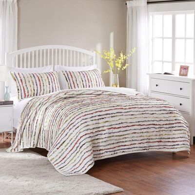 Greenland Home Fashions - Greenland Home Fashion Bella Ruffle Quilt And Pillow Sham Set - 3 - Piece - Full/Queen 90x90" - Multi Greenland Home Fashions - Greenland Home Fashion Bella Ruffle Quilt And Pillow Sham Set - 3 - Piece - Full/Queen 90x90" - Multi