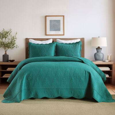 MarCielo - 3 Piece 100% Cotton Christmas Tree Bedspread Set Coverlet Set Lightweight Quilt Set - Dark Green MarCielo - 3 Piece 100% Cotton Christmas Tree Bedspread Set Coverlet Set Lightweight Quilt Set - Dark Green