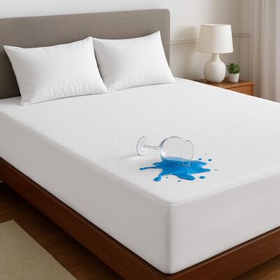 Lux Decor Collection - Terry Waterproof Mattress Protector, Breathable Fitted Cover, 16 Inch Deep Pocket - White Lux Decor Collection - Terry Waterproof Mattress Protector, Breathable Fitted Cover, 16 Inch Deep Pocket - White
