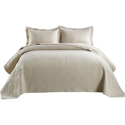 MarCielo - 3 Piece 100% Cotton Oversized Bedspread Lightweight Quilt Set - Beige Khaki MarCielo - 3 Piece 100% Cotton Oversized Bedspread Lightweight Quilt Set - Beige Khaki