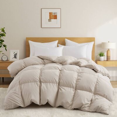Peace Nest - White Goose Down Feather Fiber Comforter Heavyweight Duvet Insert, Twin - Cream Peace Nest - White Goose Down Feather Fiber Comforter Heavyweight Duvet Insert, Twin - Cream