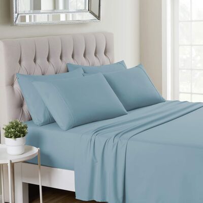 Sweet Home Collection - Deluxe Microfiber Sheet Set with Bonus Pillowcases, Ultra Soft 1500 Series, California King - Misty Blue Sweet Home Collection - Deluxe Microfiber Sheet Set with Bonus Pillowcases, Ultra Soft 1500 Series, California King - Misty Blue