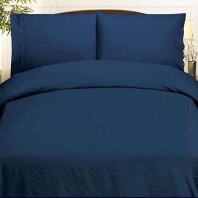 Plazatex - Embossed Dobby Stripe 90GSM Microfiber Sheet Set - King 78x80" - Navy Plazatex - Embossed Dobby Stripe 90GSM Microfiber Sheet Set - King 78x80" - Navy