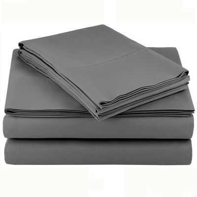 Kitcheniva - 4 Piece Bed Sheet Set Microfiber Comfort Ultra Soft Deep Pocket Sheets Dark Gray Queen - Burgandy Kitcheniva - 4 Piece Bed Sheet Set Microfiber Comfort Ultra Soft Deep Pocket Sheets Dark Gray Queen - Burgandy