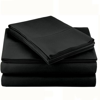 Kitcheniva - 4 Piece Bed Sheet Set Microfiber Comfort Ultra Soft Deep Pocket Sheets California King - Black Kitcheniva - 4 Piece Bed Sheet Set Microfiber Comfort Ultra Soft Deep Pocket Sheets California King - Black