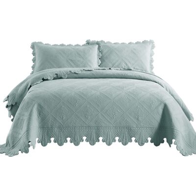 MarCielo - 3 Piece 100% Cotton Oversized Bedspread Lightweight Quilt Bedspread Set - Aqua Green MarCielo - 3 Piece 100% Cotton Oversized Bedspread Lightweight Quilt Bedspread Set - Aqua Green