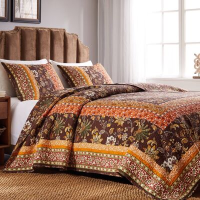 Greenland Home Fashions - Greenland Home Audrey Quilt and Pillow Sham Set - 2-Piece - Twin/XL 68x88" - Chocolate Greenland Home Fashions - Greenland Home Audrey Quilt and Pillow Sham Set - 2-Piece - Twin/XL 68x88" - Chocolate