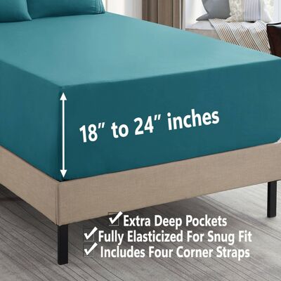 Sweet Home Collection - 18"-24" Extra Deep Pocket, 3-Piece Bed Sheets Set, Twin - Teal Sweet Home Collection - 18"-24" Extra Deep Pocket, 3-Piece Bed Sheets Set, Twin - Teal