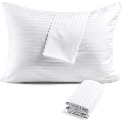 FAUNNA - 2 Pack 600 Thread Count Cotton Pillow Protector with Hidden Zipper, OEKO-TEX Certified, Machine Washable - White FAUNNA - 2 Pack 600 Thread Count Cotton Pillow Protector with Hidden Zipper, OEKO-TEX Certified, Machine Washable - White