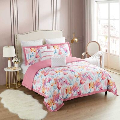 Sweet Home Collection - 7pc Melrose All Season Comforter & Decorative Pillow Set - King - Multicolored Sweet Home Collection - 7pc Melrose All Season Comforter & Decorative Pillow Set - King - Multicolored