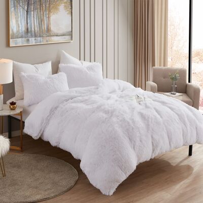 Sweet Home Collection - 3 Piece Plush Shaggy Comforter and Pillow Sham, Ultra Soft Faux Fur Decorative Bedding - King - White Sweet Home Collection - 3 Piece Plush Shaggy Comforter and Pillow Sham, Ultra Soft Faux Fur Decorative Bedding - King - White