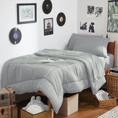 Sweet Home Collection - 7PC Campus Ready Dorm Twin XL Bedding Bundle, Solid Comforter, Bed Pillows and Sheet Set - Silver Sweet Home Collection - 7PC Campus Ready Dorm Twin XL Bedding Bundle, Solid Comforter, Bed Pillows and Sheet Set - Silver