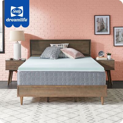 Sealy - Dreamlife 2” Gel Memory Foam Mattress Topper, Queen - Blue Sealy - Dreamlife 2” Gel Memory Foam Mattress Topper, Queen - Blue