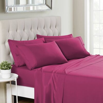 Sweet Home Collection - Deluxe Microfiber Sheet Set with Bonus Pillowcases, Ultra Soft 1500 Series, Queen - Fuchsia Sweet Home Collection - Deluxe Microfiber Sheet Set with Bonus Pillowcases, Ultra Soft 1500 Series, Queen - Fuchsia