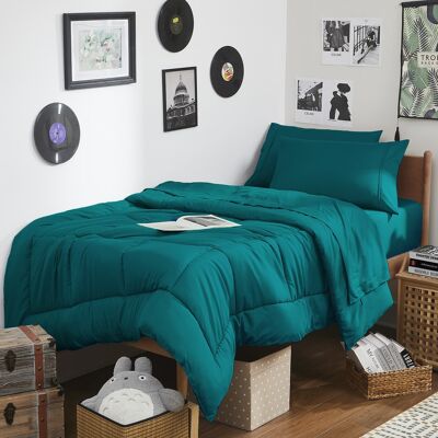 Sweet Home Collection - 7PC Campus Ready Dorm Twin XL Bedding Bundle, Solid Comforter, Bed Pillows and Sheet Set - Teal Sweet Home Collection - 7PC Campus Ready Dorm Twin XL Bedding Bundle, Solid Comforter, Bed Pillows and Sheet Set - Teal