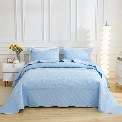 MarCielo - 2/3 Piece 100% Cotton Oversized Bedspread Lightweight Quilt Set - Light Blue MarCielo - 2/3 Piece 100% Cotton Oversized Bedspread Lightweight Quilt Set - Light Blue