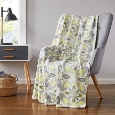 Olivia Gray - Oliva Gray Nora Printed Flannel Throw - 50x60" - Yellow Olivia Gray - Oliva Gray Nora Printed Flannel Throw - 50x60" - Yellow