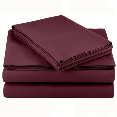 Kitcheniva - 4 Piece Bed Sheet Set Microfiber Comfort Ultra Soft Deep Pocket Sheets Burgundy King - Burgandy Kitcheniva - 4 Piece Bed Sheet Set Microfiber Comfort Ultra Soft Deep Pocket Sheets Burgundy King - Burgandy