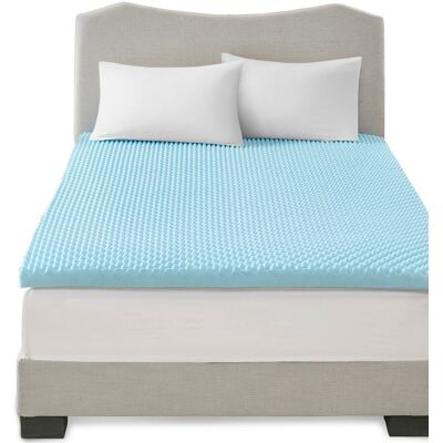 Gracie Mills - Melody All Season 3 Inch Reversible Cooling Gel Memory Foam Mattress Topper - Blue Gracie Mills - Melody All Season 3 Inch Reversible Cooling Gel Memory Foam Mattress Topper - Blue