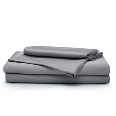 Sleepgram - Viscose from Bamboo Queen Bed Sheet Set with 2 Pillowcases, Grey Stone - Gray Sleepgram - Viscose from Bamboo Queen Bed Sheet Set with 2 Pillowcases, Grey Stone - Gray