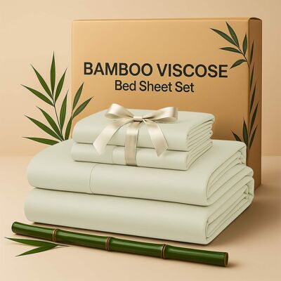Lux Decor Collection - Rayon from Bamboo Blend King Bed Sheets, 4-Piece Cooling Sheet Set with 16-Inch Deep Pockets - Beige Lux Decor Collection - Rayon from Bamboo Blend King Bed Sheets, 4-Piece Cooling Sheet Set with 16-Inch Deep Pockets - Beige