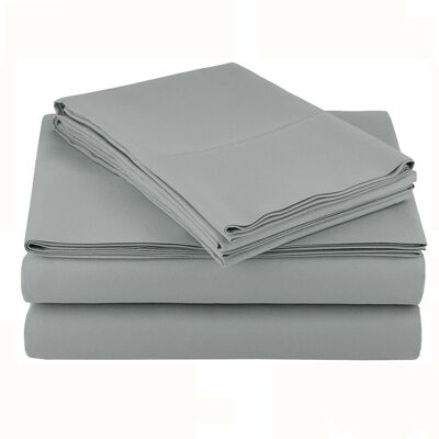 Kitcheniva - 4 Piece Bed Sheet Set Microfiber Comfort Ultra Soft Deep Pocket Sheets King - Light Gray Kitcheniva - 4 Piece Bed Sheet Set Microfiber Comfort Ultra Soft Deep Pocket Sheets King - Light Gray