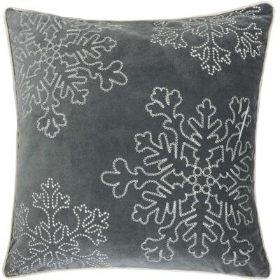 LuXeo - Embroidery Velvet Throw Pillow - Gray LuXeo - Embroidery Velvet Throw Pillow - Gray