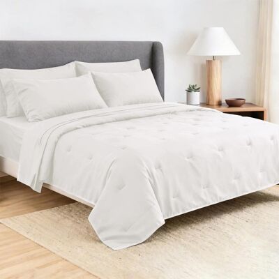 Malletson - Queen Size 100% Cotton 6-Piece Bed Sheet Set Soft, Breathable & Naturally Textured - White Malletson - Queen Size 100% Cotton 6-Piece Bed Sheet Set Soft, Breathable & Naturally Textured - White
