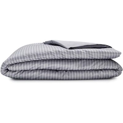 Sleepgram - Supima 400 Thread Count Cotton Duvet Cover and Travel Bag, Queen, Grey - Grey Stripe Sleepgram - Supima 400 Thread Count Cotton Duvet Cover and Travel Bag, Queen, Grey - Grey Stripe