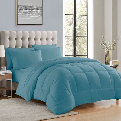 Sweet Home Collection - All Season Reversible Bed-in-A-Bag Solid Color Comforter & Sheet Set, King - Misty Blue Sweet Home Collection - All Season Reversible Bed-in-A-Bag Solid Color Comforter & Sheet Set, King - Misty Blue