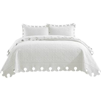 MarCielo - 3 Piece 100% Cotton Oversized Quilt Bedspread Set - Soft White MarCielo - 3 Piece 100% Cotton Oversized Quilt Bedspread Set - Soft White
