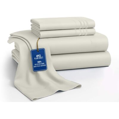 Lux Decor Collection - 4-Piece King Bed Sheet Set, Ultra Soft Microfiber, Deep Pocket, Wrinkle-Resistant, Hypoallergenic, All-Season Comfort - Off White Lux Decor Collection - 4-Piece King Bed Sheet Set, Ultra Soft Microfiber, Deep Pocket, Wrinkle-Resistant, Hypoallergenic, All-Season Comfort - Off White